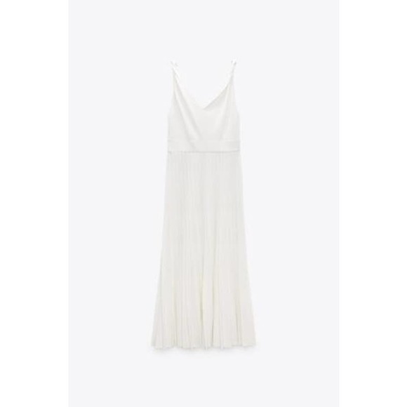 NWT - ZARA White Pleated Twisted Straps Maxi Dress - Picture 7 of 7